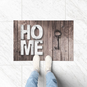 Doormat House Keys op Faux Wood Deurmat