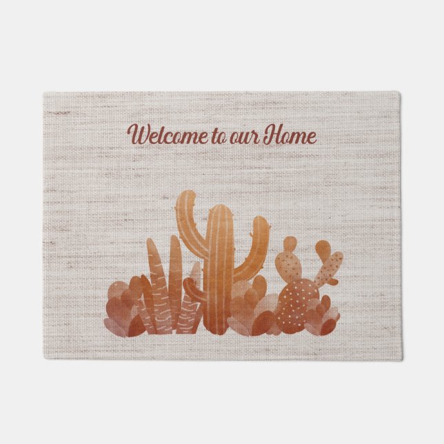 Doormat in beige met Cacti Deurmat (Voorkant)