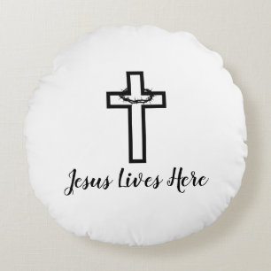 Doornkruis Jezus Leeft Hier Gooi Rond Kussen