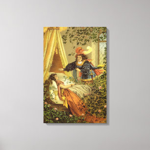 Doornroosje in vintage uitvoering, Victoriaanse sp Canvas Afdruk