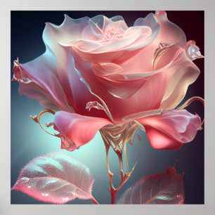 Doorschijnend glazen Roos - Dusty Pink Poster