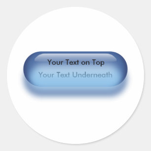 Doorschijnende knop in blauwe badge sticker