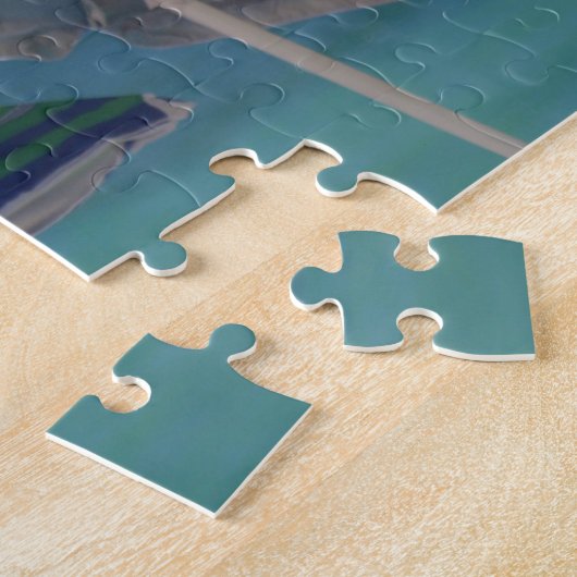 doorsnede van blauwe vlekjes legpuzzel (Zijkant)