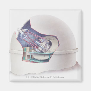 Doorsnede van de telescoop in een observatorium magneet