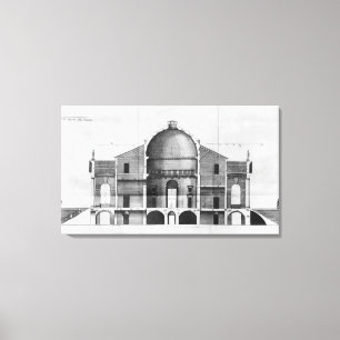 Doorsnede van de Villa Rotonda nabij Canvas Afdruk