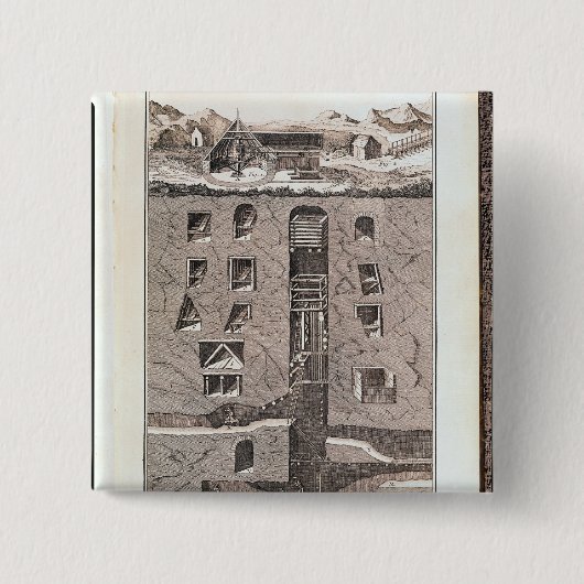 Doorsnede van een mijn vierkante button 5,1 cm (Voorkant)