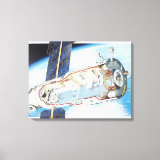 Doorsnede van het ruimtevaartstation op zonne-ener canvas afdruk
