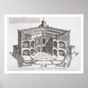 Doorsnede van Villa Caprarola, Bagnaia (gravi) Poster