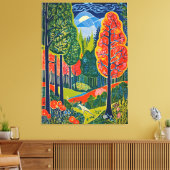 Doorverwezen bos canvas afdruk (Insitu (Woonkamer))