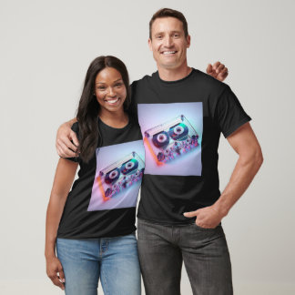Doorzichtige kleurrijke retro cassette t-shirt
