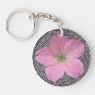 Doos flaconroze geraniumventiel sleutelhanger