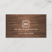 DOOS LOGO MET UW INITIAAL/MONOGRAM BRUIN HOUT II VISITEKAARTJE (Voorkant)