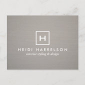 DOOS LOGO met UW INITIAAL/MONOGRAM op GRAY LINEN Briefkaart (Voorkant)