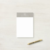 DOOS LOGO met UW INITIAAL/MONOGRAM op KAKI LINNEN Post-it® Notes (Op bureau)