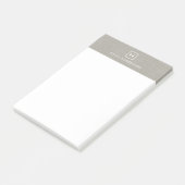 DOOS LOGO met UW INITIAAL/MONOGRAM op KAKI LINNEN Post-it® Notes (Schuin)