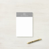 DOOS LOGO met UW INITIAAL/MONOGRAM op LINEN GRAY Post-it® Notes (Op bureau)