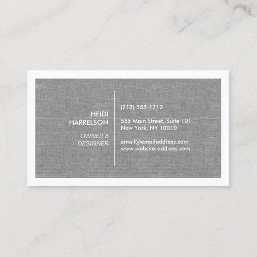 DOOS LOGO met UW INITIAAL/MONOGRAM op LINEN GRAY Visitekaartje (Achterkant)