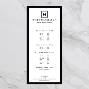 DOOS LOGO met UW INITIAAL/MONOGRAM Zwart/Wit Reclamekaart