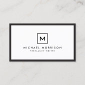 DOOS LOGO met UW INITIAAL/MONOGRAM Zwart/Wit Visitekaartje (Voorkant)