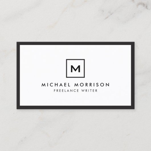 DOOS LOGO met UW INITIAAL/MONOGRAM Zwart/Wit Visitekaartje (Voorkant)