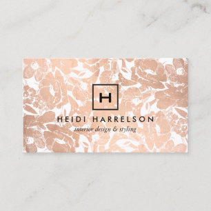 Doos Logo Monogram met Roos Gold Floral Patroon Visitekaartje