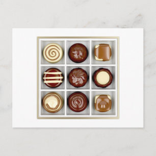 Doos met chocolade-snoepjes briefkaart