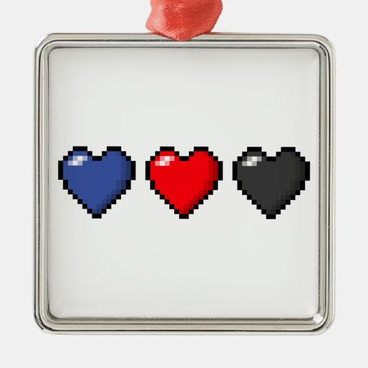 Doos met drie polyamory gepride vlagPixel Metalen Ornament (Voorkant)