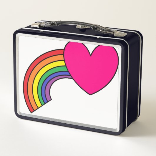 Doos met metaal, met regenbogen en roze harten (Achterkant)
