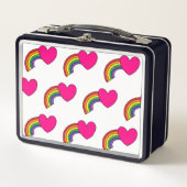 Doos met metaal, met regenbogen en roze harten (Voorkant)