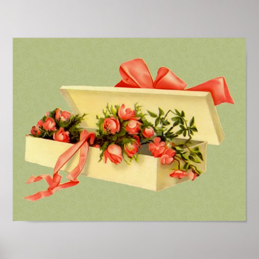 Doos met roze Roses Bouquet  Art Poster (Voorkant)