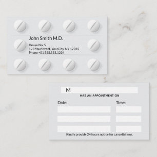 Doos met schone tabletten Professioneel medisch Afsprakenkaartje