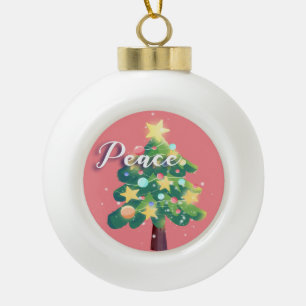 Doos met vredescapsule - kerstboomroze keramische bal ornament