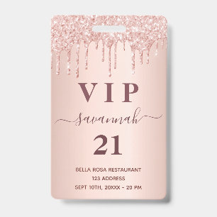 Doos roos goudbruine glitter druppelt vip badge