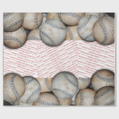 Doos van Baseballs - Voeg drie foto's Cadeaupapier (Vlak)