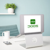 DOOS ZAZZLE STICKER (Laptop op bureau)