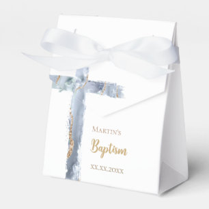 Dop stoffig blauw agaat heilig kruis bedankdoosjes