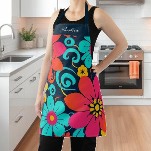 Dopamine Decor – Heldere Funky Flowers-Retro Schort