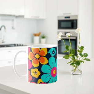 Dopamine Decor Mok – Heldere Funky Flowers-Retro