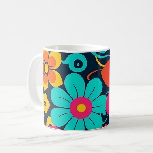 Dopamine Décor Mug - Fleurs Funky Lumineuses-Retro (Devant gauche)