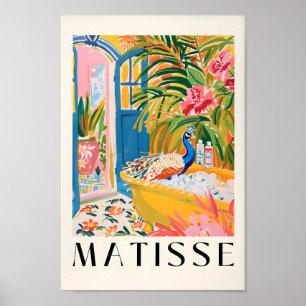 Dopamine Decor, Pauw in bad Art Print, Fun Poster