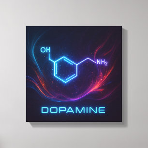 Dopamine energiestroom - Abstracte moleculaire neo Canvas Afdruk