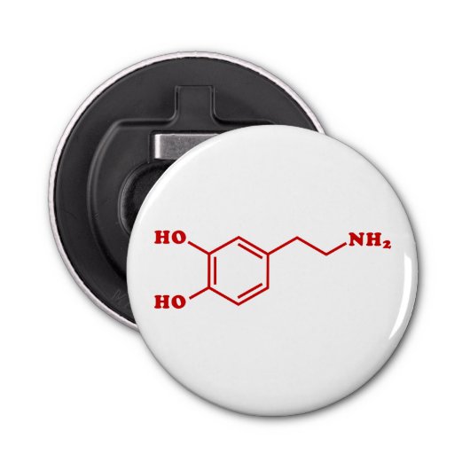 Dopamine Moleculaire chemische formule Button Flesopener (Voorkant)
