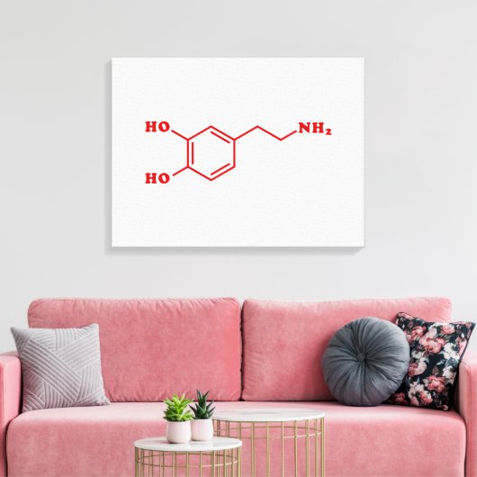 Dopamine Moleculaire chemische formule Canvas Afdruk (Insitu (Woonkamer))