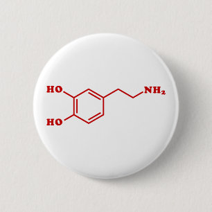 Dopamine Moleculaire chemische formule Ronde Button 5,7 Cm