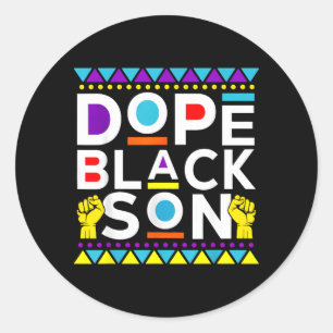 Dope Zwarte Zoon Afro Trots Familie Matching Zwart Ronde Sticker