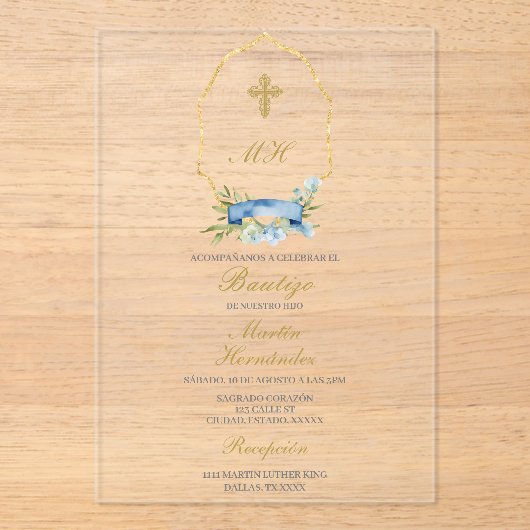 Dopen Spaanse uitnodiging Acryl Uitnodigingen (Voorkant)