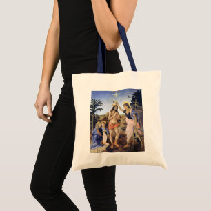 Dopen van Christus door Verrocchio, Leonardo da Vi Tote Bag