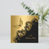 Dopende gouden zwarte vlinder kaart (Staand voorkant)