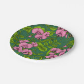 Doperwten en hommels, groen en roze papieren bordje (Gekanteld)