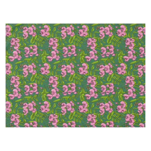 Doperwten en hommels, groen en roze tafelkleed (Voorkant (Horizontaal))
